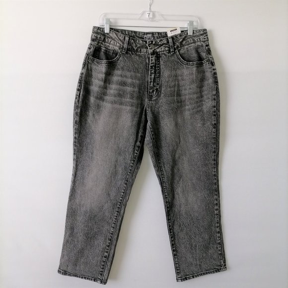 Time and Tru Womens Charcoal Gray High Rise Denim Ankle Mom Jeans Size 14 - Picture 1 of 5